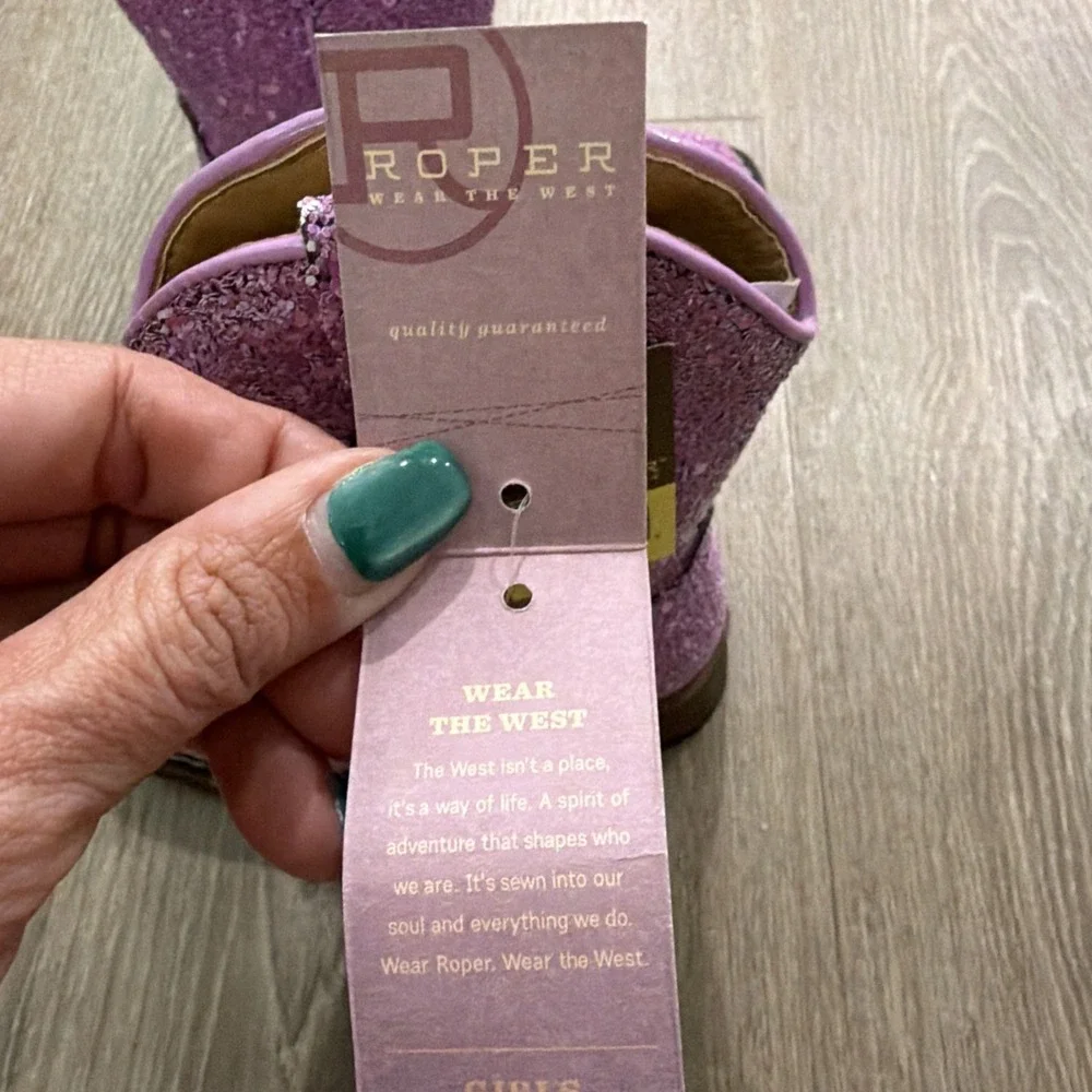 Roper Glitter Galore Square Toe Cowboy  Toddler Girls Purple Boots Size 5‎ NEW